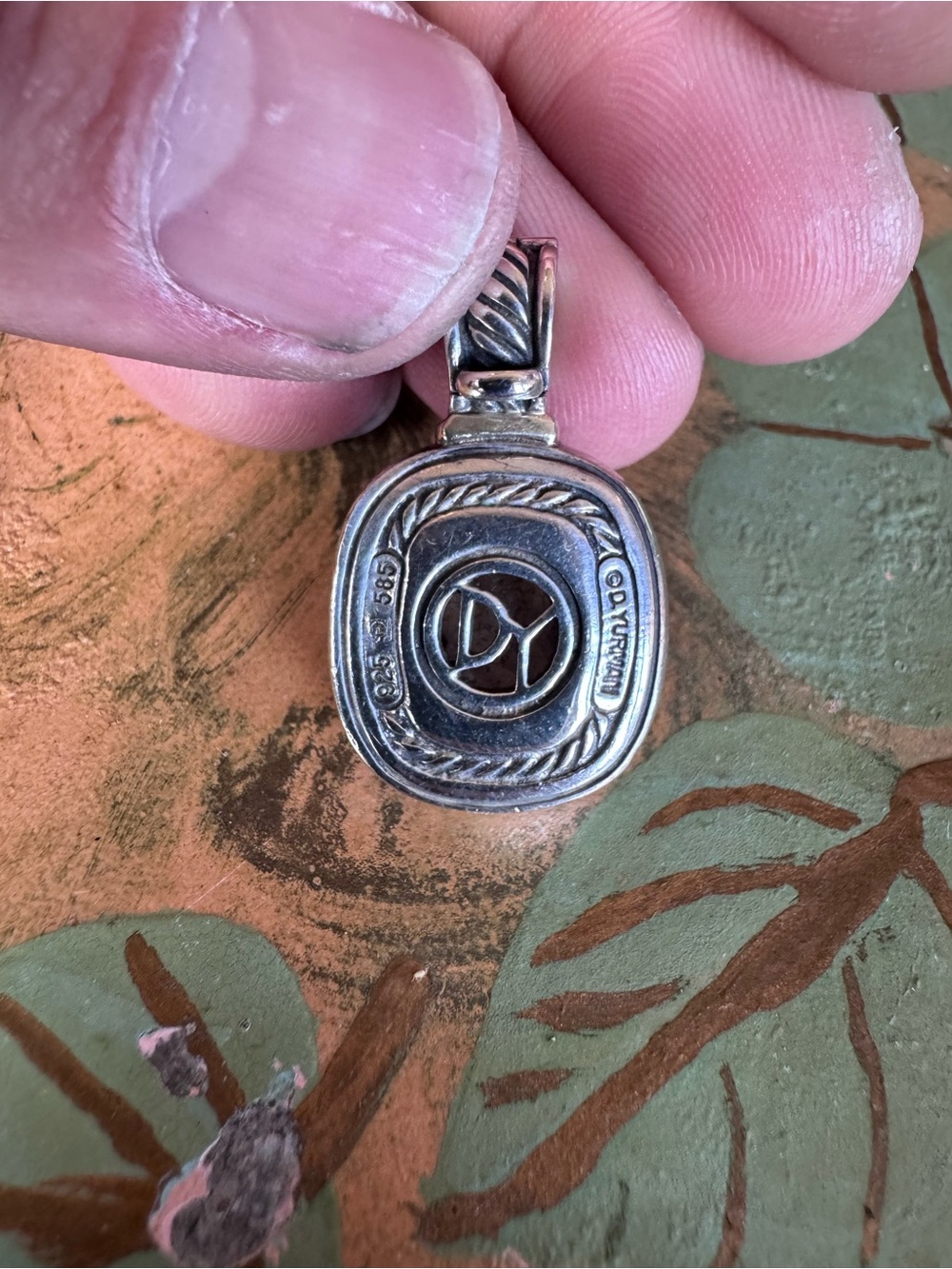 David Yurman Blue Topaz Cable Frame Pendant Necklace - Blue Silver - Picture 3 of 7